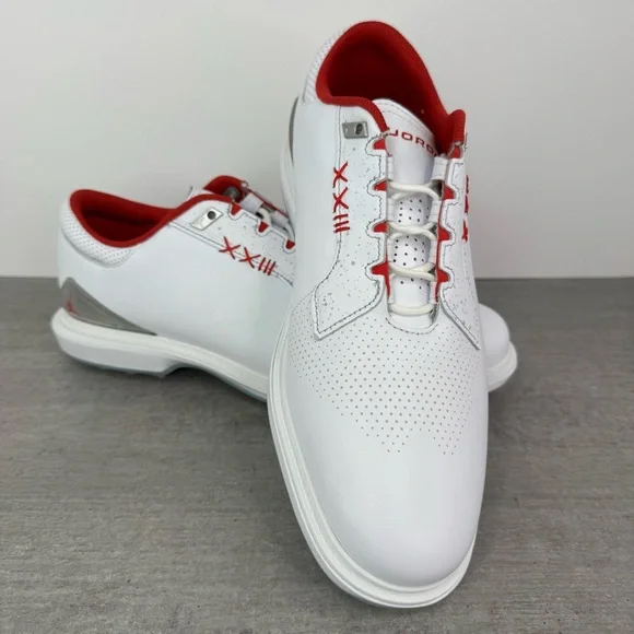 Nike Air Jordan ADG 5 Leather Golf Shoes White/Fire Red FQ7874-101 Men's Size 13